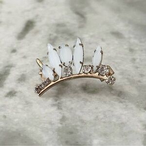 Ear Cuff Sprakly Gold & White Stones - Statement Earrings- Costume Jewelry